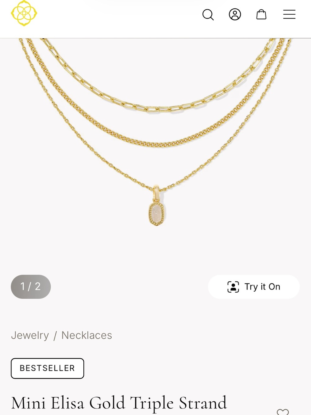 Kendra Scott Mini Elisa Gold Triple Strand Necklace